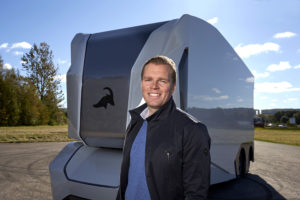 Robert Falck, CEO, in front of the T-pod