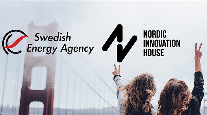 Bridge and kids in front with logos of the Swedish Energy Agency and Nordic Innovation House