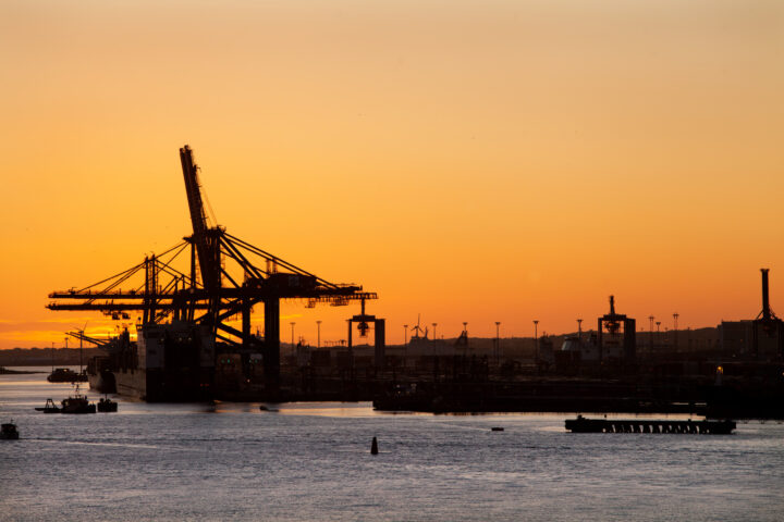 Gothenburg port in sunset