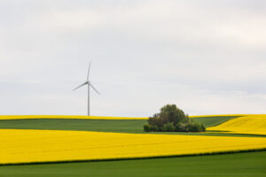 Wind power plant in Swedish countryside